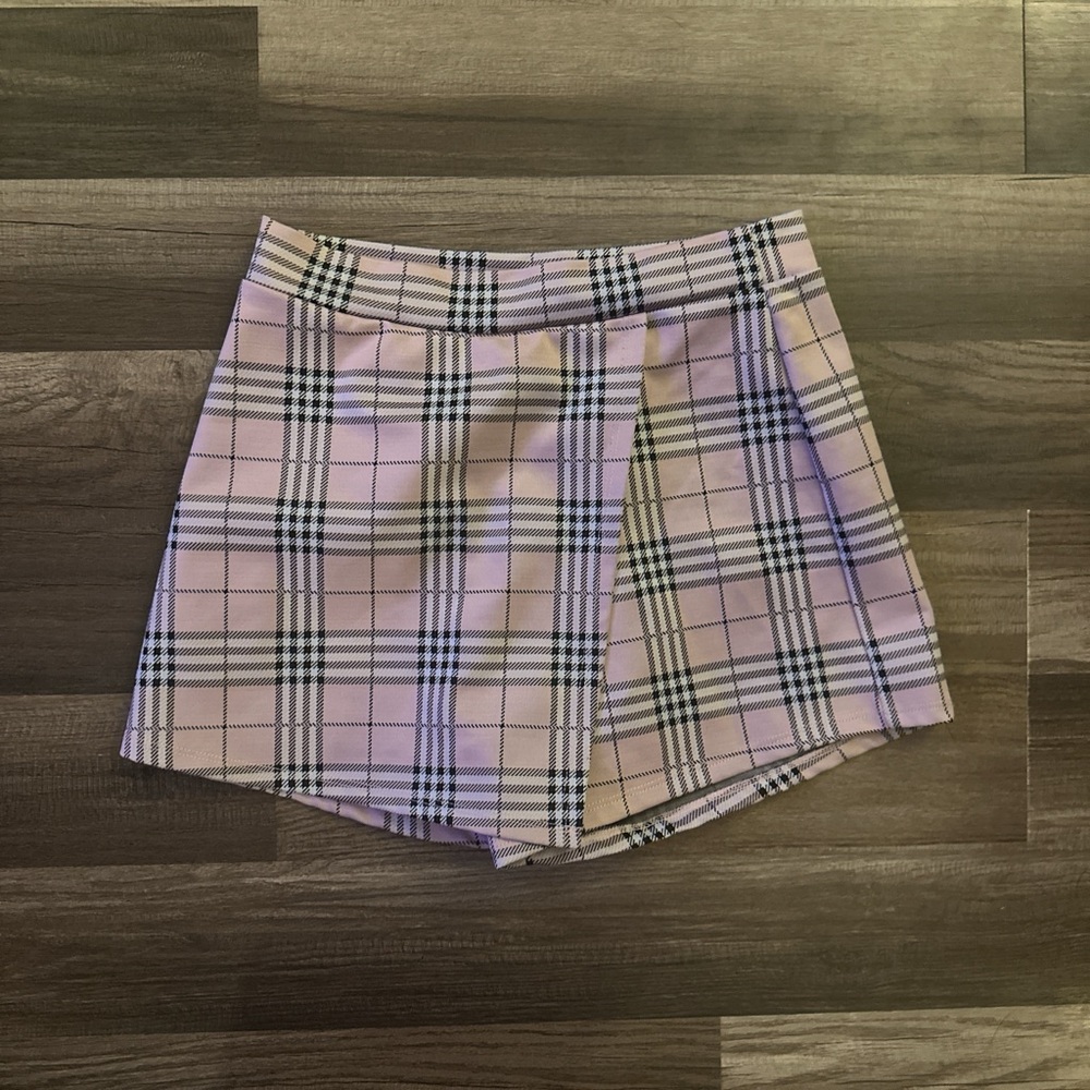 Love‎ Tree Pink and Black Plaid Skirt